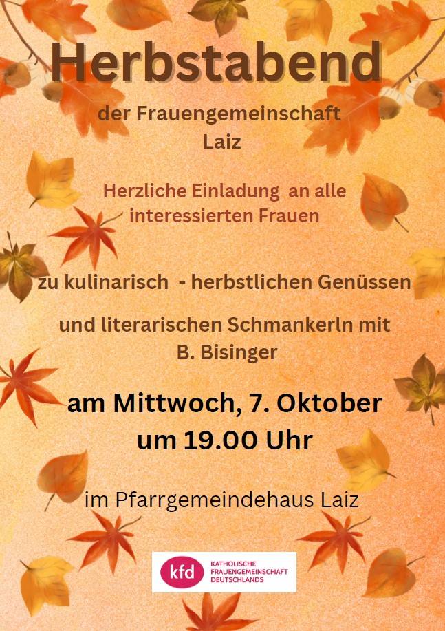 Quelle: Röm.-kath. Kirchengemeinde Sigmaringen KdöR Herbstabend der kfd Laiz