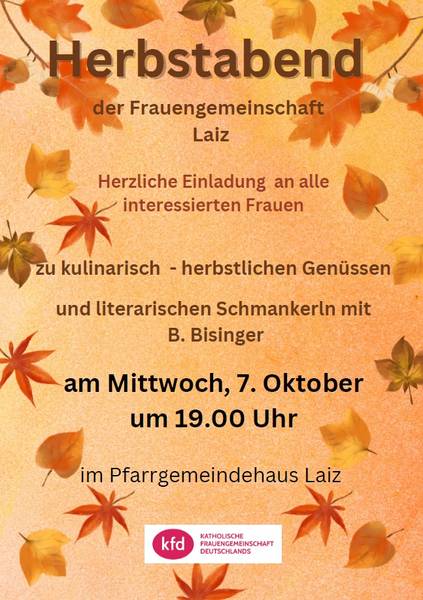 Quelle: Röm.-kath. Kirchengemeinde Sigmaringen KdöR Herbstabend der kfd Laiz