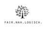 Das Signet in schwarz-weiß mit Schrift "fair.nah.logisch" und stilisiertem Baum mit dem Freiburger Kirchturm als Stamm.